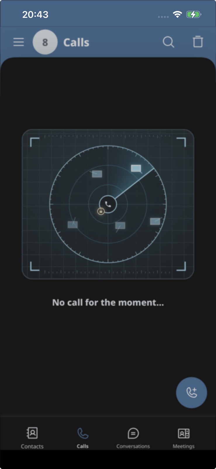 Encrypted calls screen
