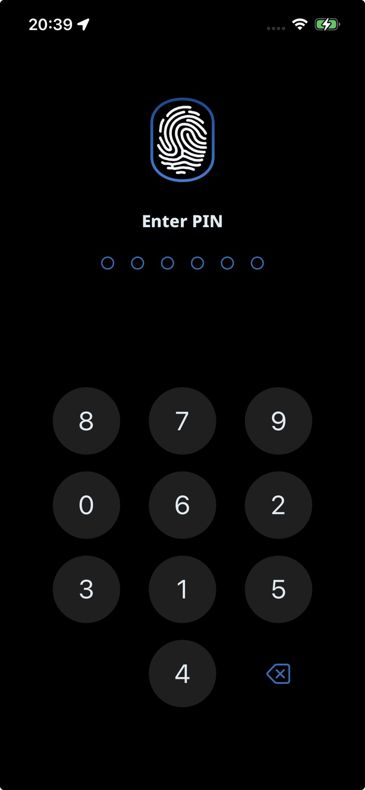 QuantorPhone PIN unlock screen